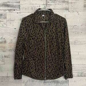 Old Navy Leopard Print Zip-Up Sweatshirt